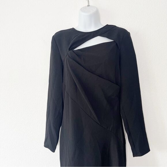 NEW ba&sh Yona Cutout Midi Long Sleeve Black Dress Size Small - Picture 4 of 8